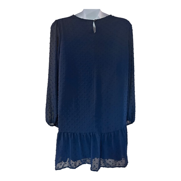 Chic Soul Swiss Dot Chiffon Shift Navy Blue Office Casual Party Summer Dress - Picture 7 of 11